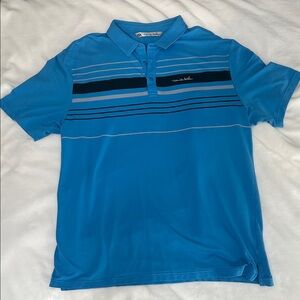 Travis Mathew Men's Blue Striped Polo Shirt